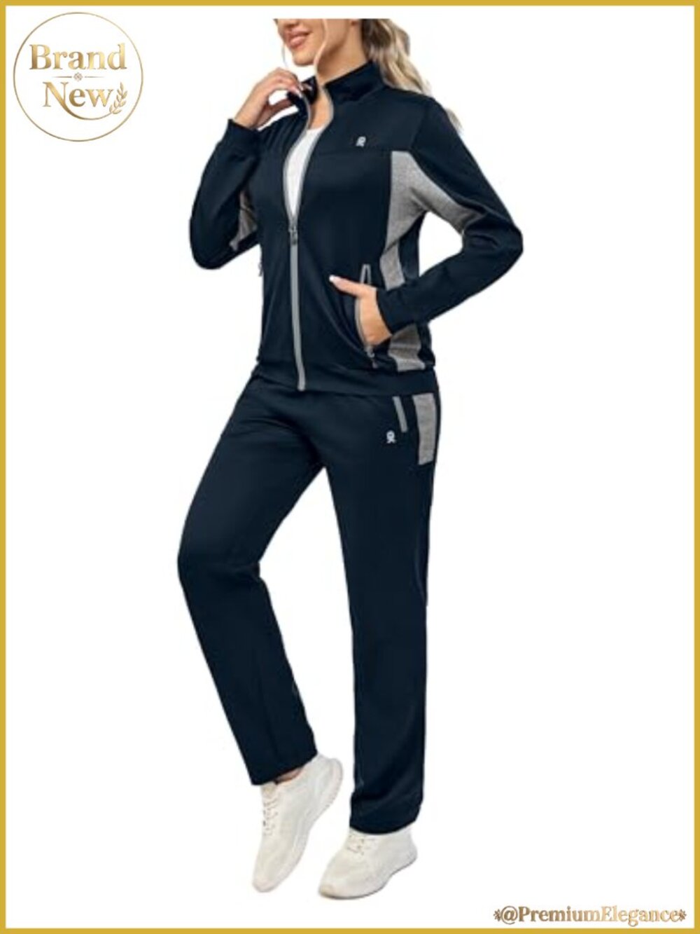 Women's Quick-Dry 2-Piece Tracksuit Set Zip Pockets 4-Way Stretch Sweatsuit
